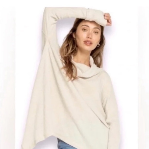 Free People Sweaters - Free People Juicy Cream Cowl Neck waffle Knit